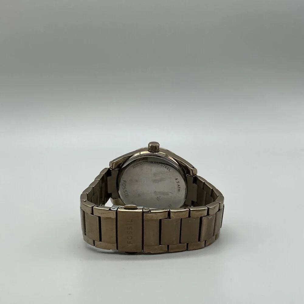 Fossil Riley BQ3040 Womens Watch 40mm Red Dial Gold Tone New Battery 6.5